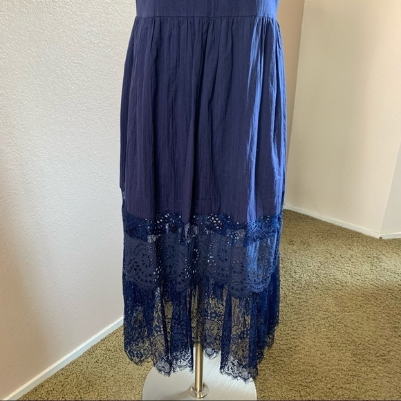 Senlis New Without Tags Navy Blue Eyelash Lace Eyelet Cap Sleeve Romantic Dress - Picture 7 of 10